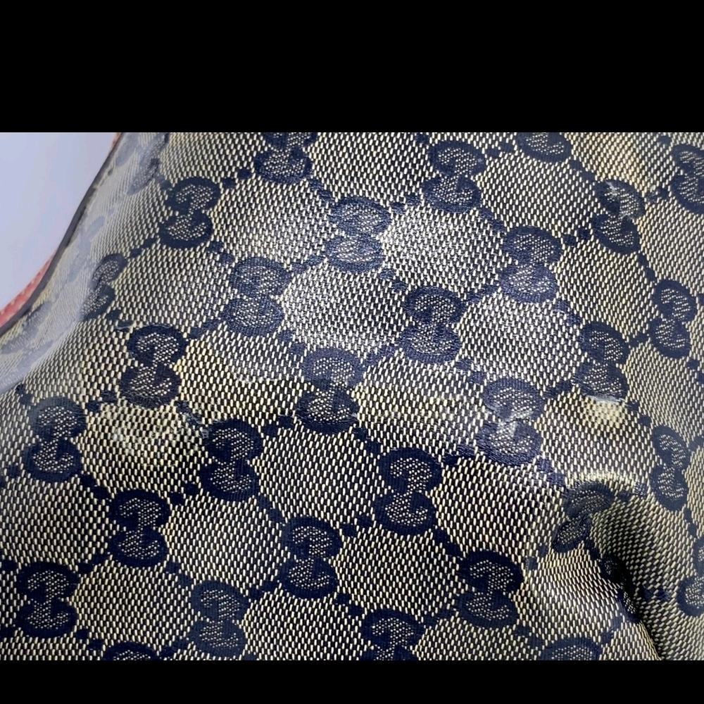 Authentic Gucci Blue Monogram Canvas Crossbody Bag with Red Trim With COA - Picture 12 of 16